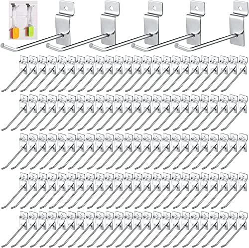 uyoyous 100Pièces Crochet de Panneau Mural, 30cm Crochets pour Panneaux Rainurés en Acier Inoxydable, Résistance 2 kg, Kit Crochet, Crochets Muraux pour Garages,...