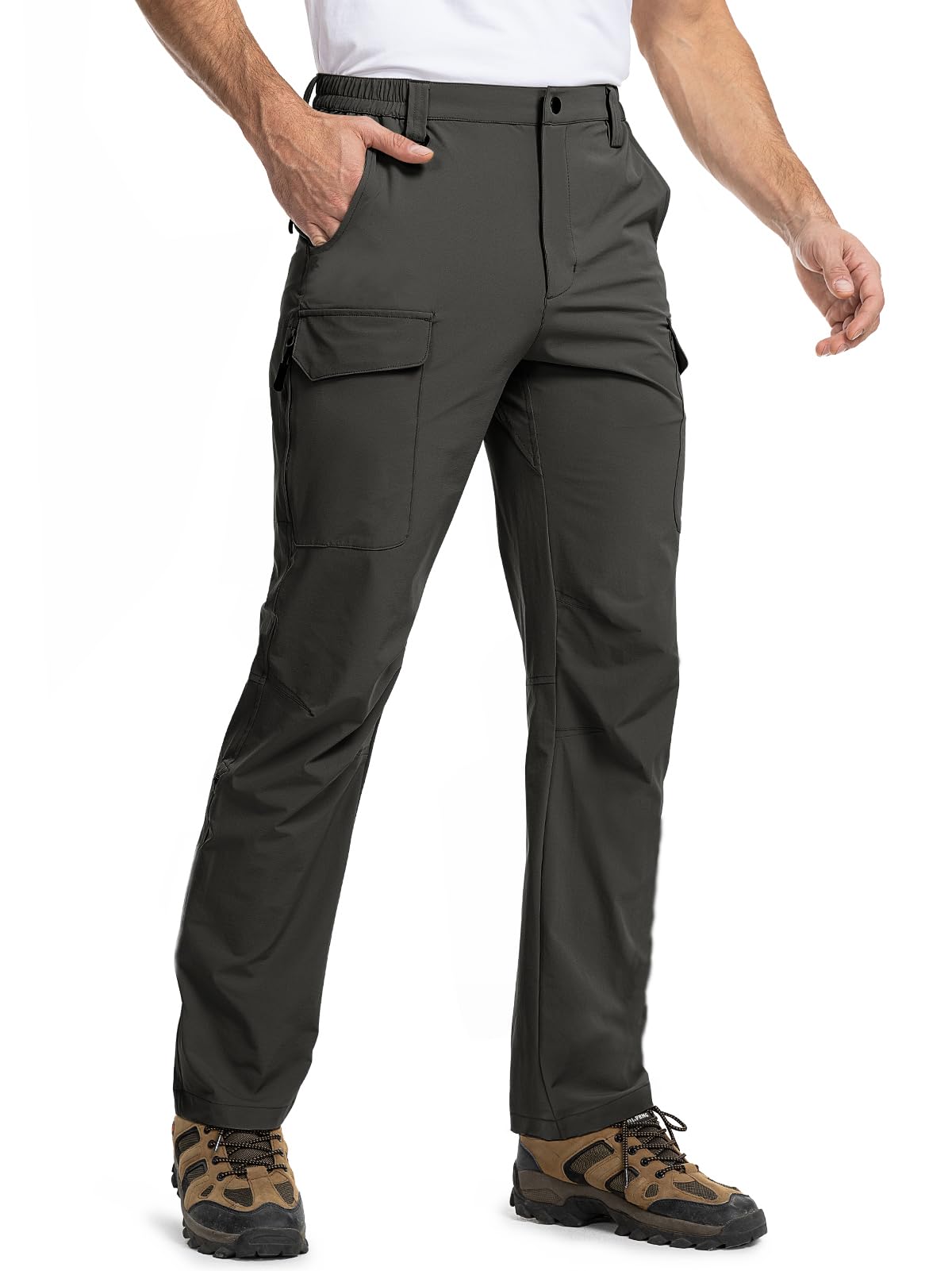 Moosehill Men's Hiking Cargo Pants Lightweight Waterproof Quick Dry Stretch Pants for Travel Outdoor Fishing Work 7 Pockets ?Black, 30 ?