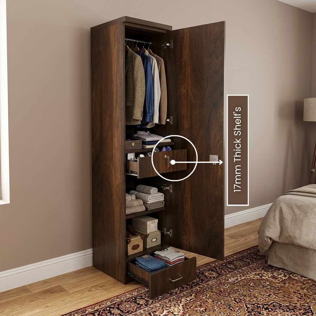 CASPIAN Furniture Single Door Large Cupboard (7 Feets) Single Door Wardrobe Kids Furniture | Multipurpose Cabinet | 78 x 20 x 21 (inches)-image-18