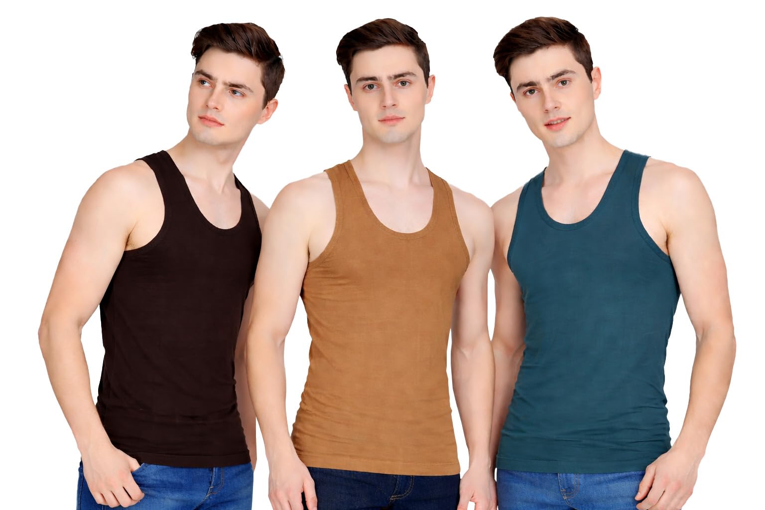 essa COOLD Men's Slim Fit Cotton Sleeveless Vest | Comfortable Innerwear for Everyday Wear | Soft, Breathable & Stylish | Pack of 3-picture-21