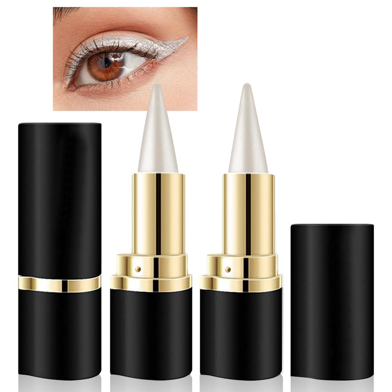GmwyCzV 2 Piezas Delineador de Ojos Mate de Secado Rápido, Eyeliner Plata de Larga Duración, Sensitive Fine Liner a Prueba, Lápiz Delineador de Ojos de Gel Crear un Maquillaje de Ojos Perfecto