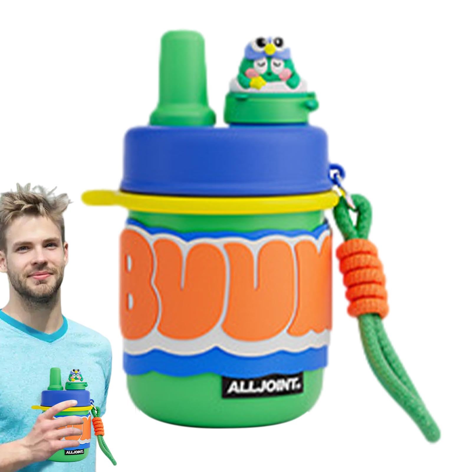Botella de agua de dibujos animados para niños, botella de agua de | dibujos animados con pajita - Botella aislada de agua de dibujos animados de 420 ml con pajita - Taza de agua deportiva de