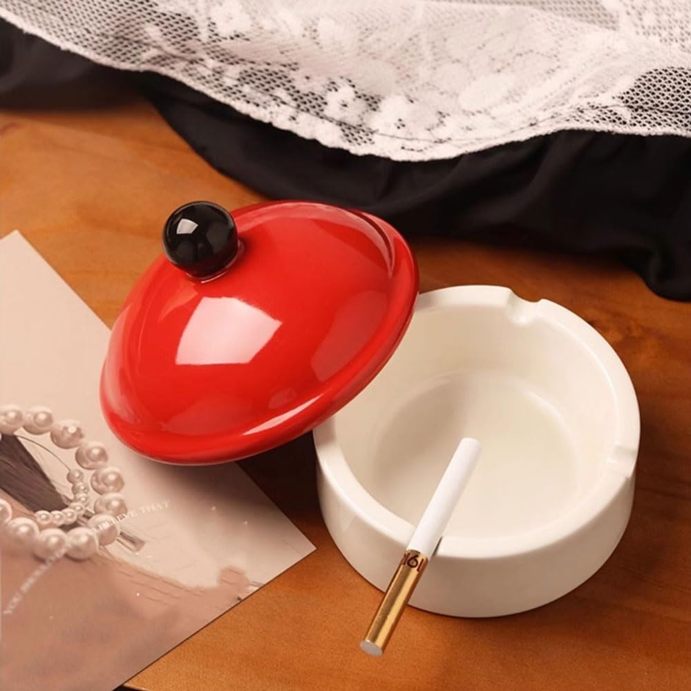 Posacenere per sigarette Posacenere da tavolo in ceramica con coperchio decorativo portatile for interni