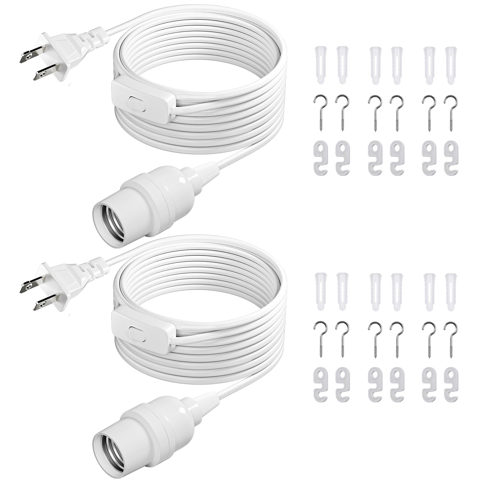 DiCUNO Pendant Light Cord - 13ft White -15