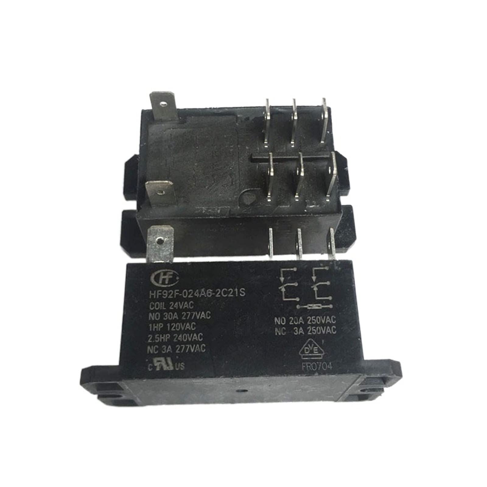 Relé HF92F-024A6-2C21S de 24V y 30A para control de potencia industrial 2