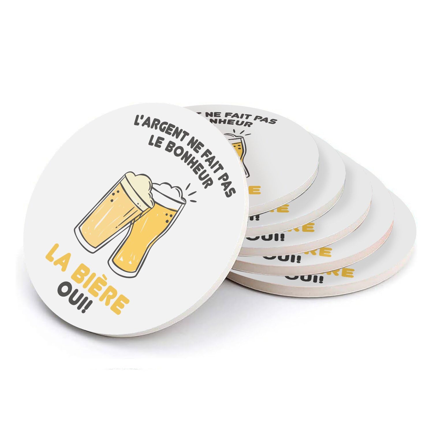 Sous-verre bière céramique 6 pièces anti-tache pour soirée