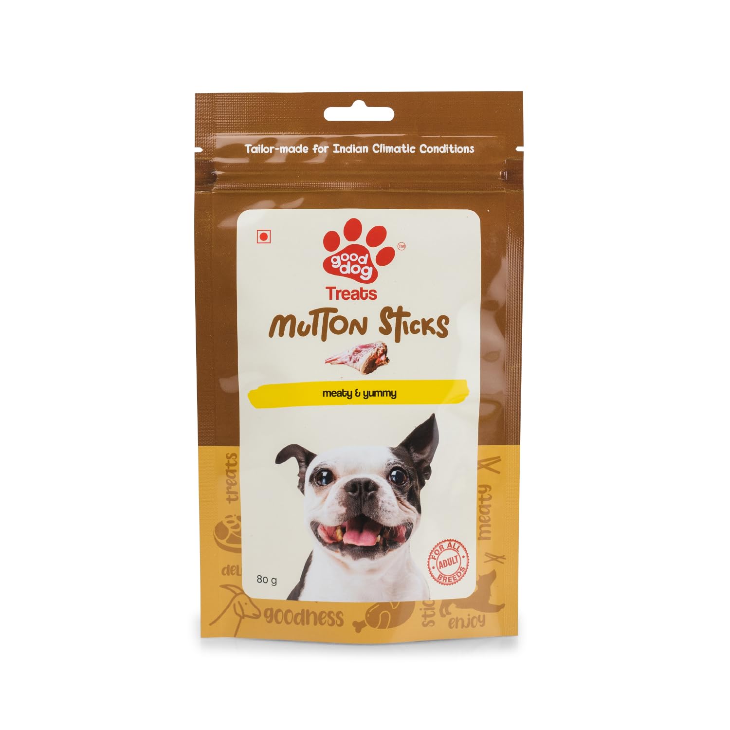 Good Dog Treat Mutton Sticks - 80g | Munchy Chew Sticks for All Adult Breeds | with Natural Palatant |Mutton Flavour |Tailor Made for Indian Climatic Condition (B0C6K69P1H) Amazon Price History, Amazon Price Tracker
