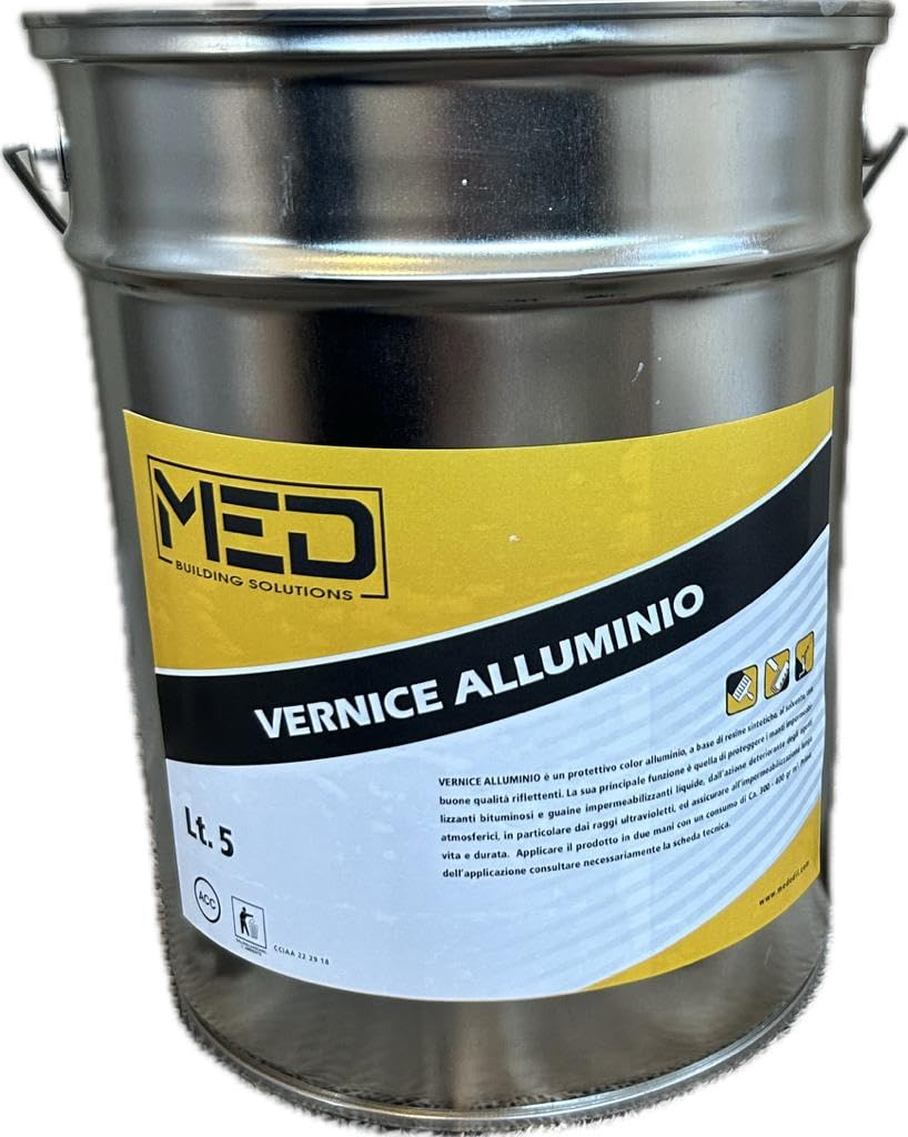 MED - Vernice alluminio rifrangente per tetto e guaina (Vari formati) (LITRI 5)
