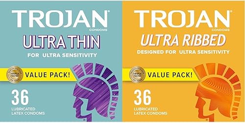 TROJAN Preservativos ultrafinos para ultra sensibilidad, condones lubricados para hombres, el condón número uno de Estados Unidos, paquete económico