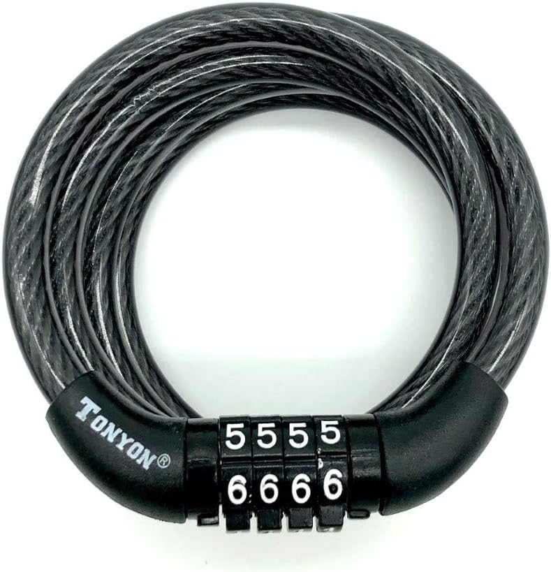 TIJAR Combination Bike Lock Cable, Heavy-Duty 4-Digit Resettable Code Lock, Black Combination Lock - Image 3