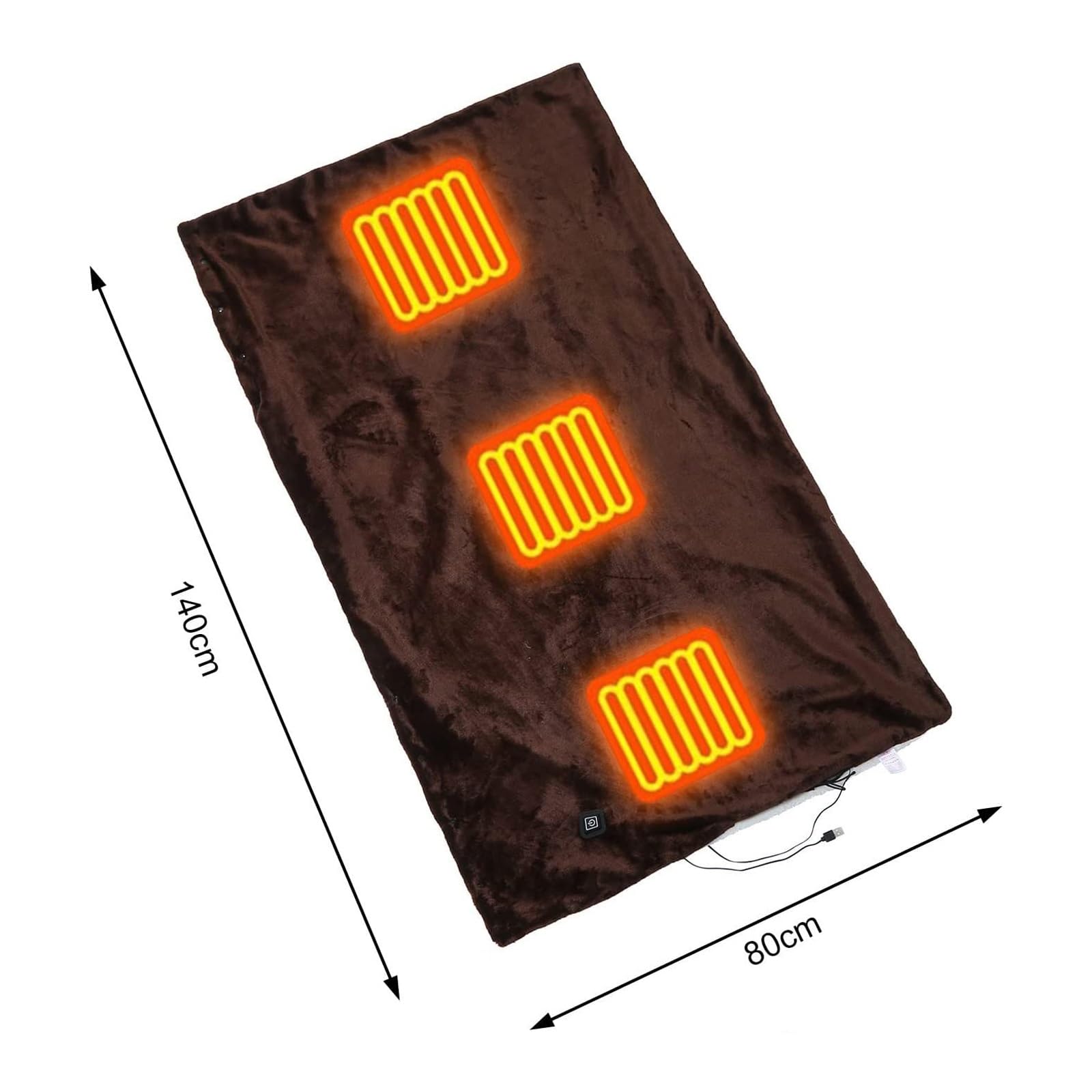 Koc grzewczy USB, 140 x 80 cm, flanelowy koc grzewczy, można prać w pralce, do domu i biura