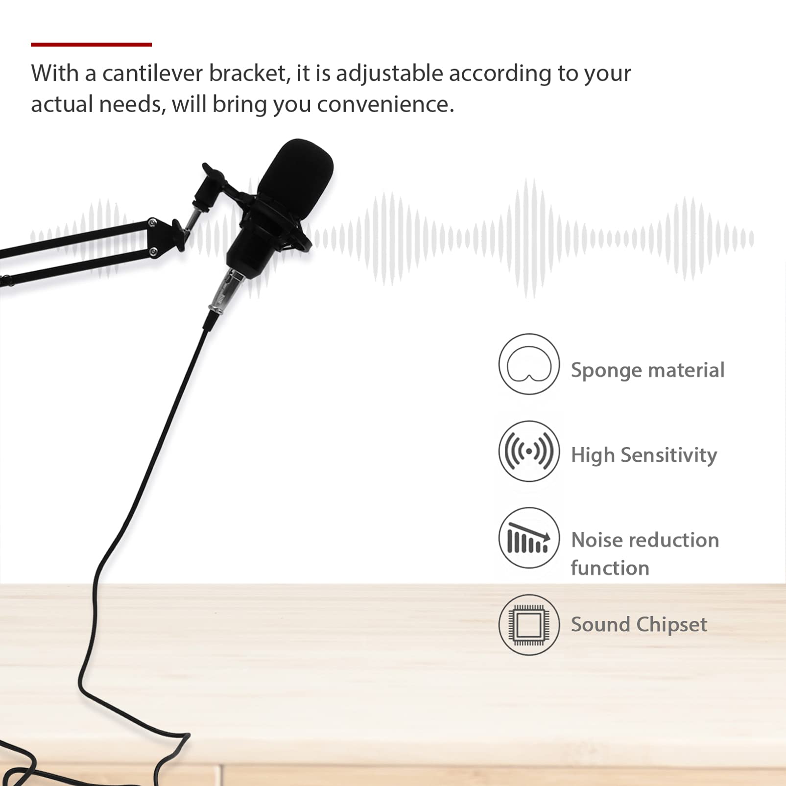 FAVOMOTO Microphone for Pc and Phone Condenser Microphone Sound Cards Karaoke Equipment Webcast Equipment Recording