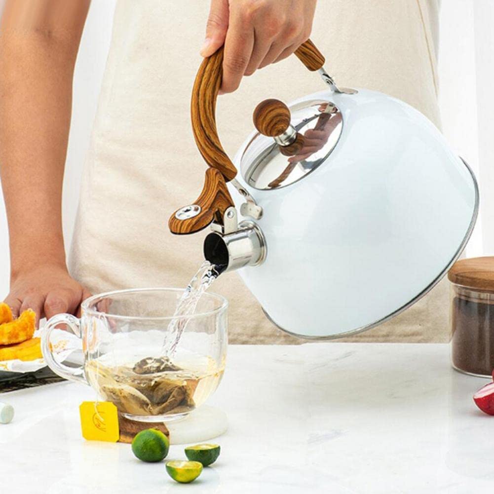 Czajnik z Gwizdkiem Czajnik Z Gwizdkiem 2,5 L Czajnik Wodny Ze Stali Nierdzewnej Z Żaroodpornym Uchwytem Duża Pojemność Prosty Biały Czajniczek Gwizdanie Czajnik Czajnik Kuchenek