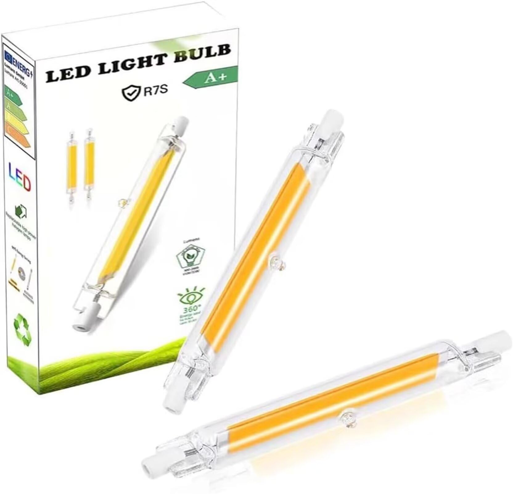 Fecifte R7S LED Bulb 118mm Dimmable 20W - Equivalent 100w 200W Halogen Bulb, Warm White 3000K, J Type T3 Double Ended Flood Light, 2Pack