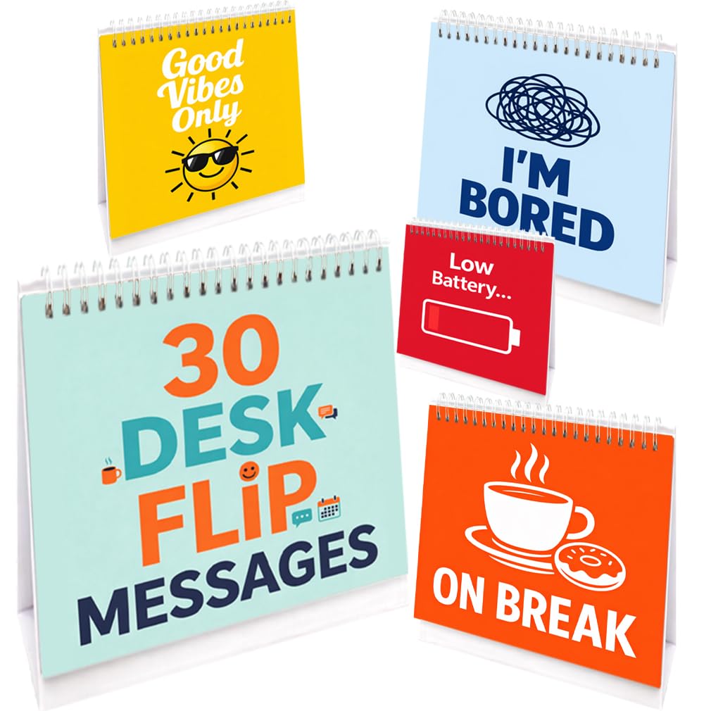 Funny Desk Sign Desk Flip Accessories Fun and Flip Over Messages for Office Desk Decor Office Gift for Colleagues, 30 Different Characters