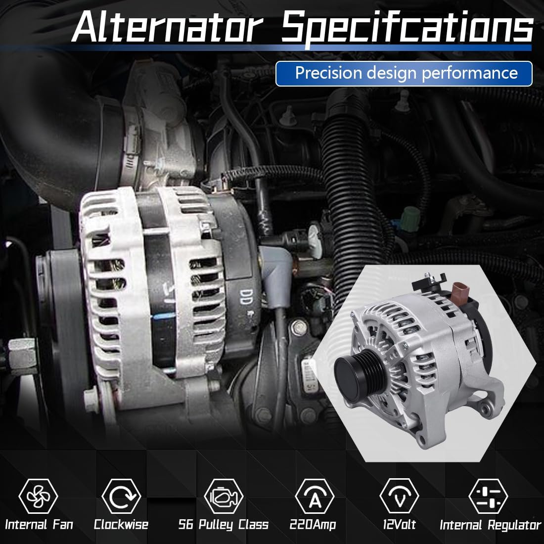 Heavy Duty Alternator & Skid Steer Loader Alternator FIT Caterpillar 236D 242D 246D 259D 262D 279D 289D - 12V 80A with 1-Groove Pulley - Replace 397-9953 A5TA8277 1G398-64012 (1-Pack)