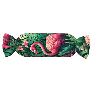 Augenstern Candy-Shaped Pillow with Insert Tropical-Summer-Flamingo-Floral Candy Tube Cushion with Filling