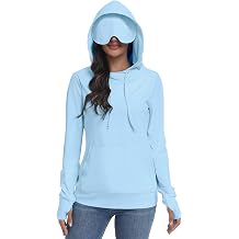 SeSe Code Womens UPF 50+ Sun Protection Hoodie with Eye Mask Travel Airplane Sleep Pullover with Thumb Holes & Pocket