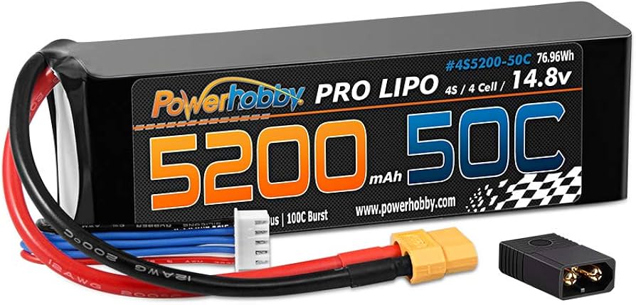 Amazon.com: Powerhobby 4s 14.8v 5200mah 50c Lipo Battery w XT60