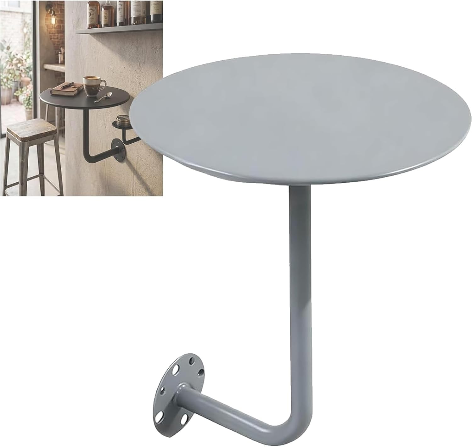 Wall-Mounted Round Bar Table, Heavy Duty Floating Desk, Space Saving Modern Cocktail Table for Pub
