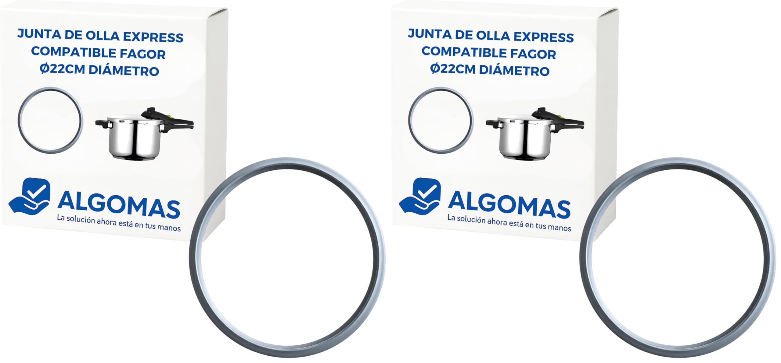 ALGOMAS® Junta Olla Express 22 cm | Compatible con Fagor | Silicona Resistente al Calor Libre BPA | Sellado Hermético y Ajuste Preciso | Repuesto FAG-009 para Olla a Presión (Paquete de 2) · imagen 2