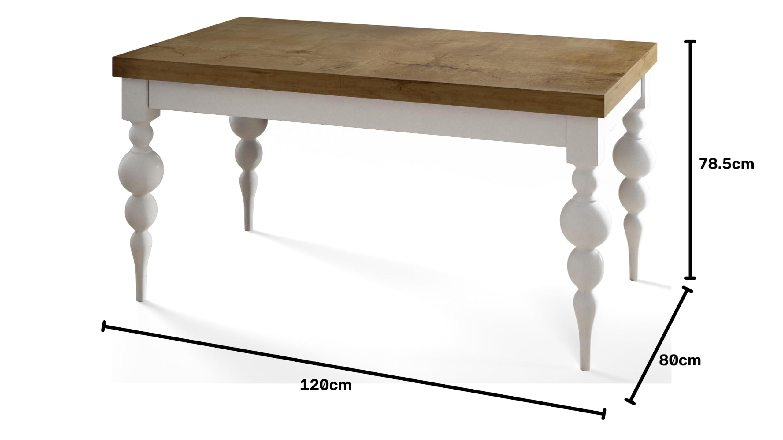 Table à Manger 120-160x80x78,5cm, Lefkas