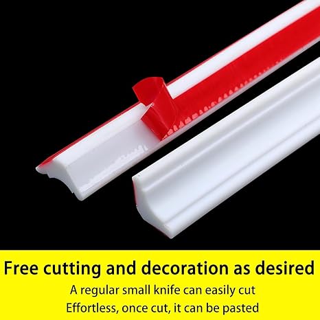 White Peel and Stick Moulding - Self Adhesive Wall Trim, 3/4in x 20Ft for Wall Corner, Cabinet Countertop, Tile Edge