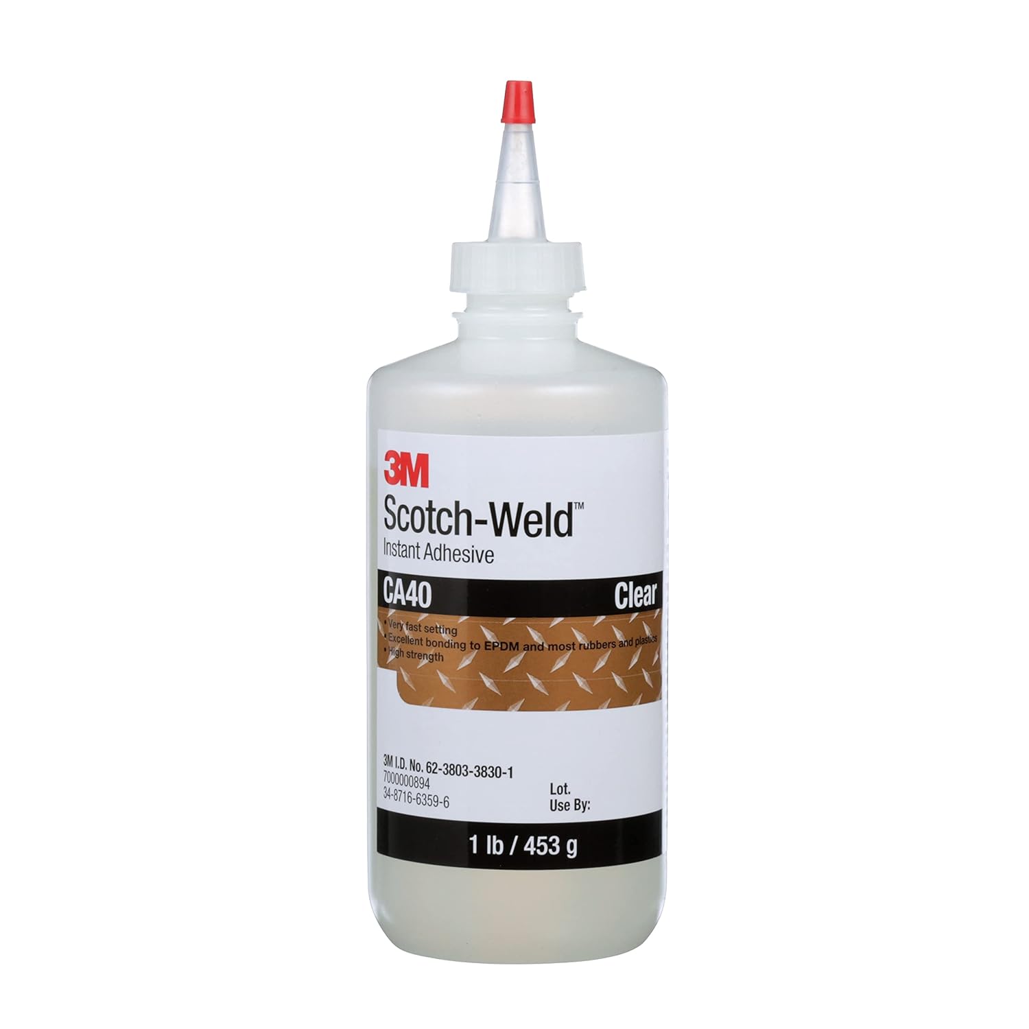 3M Scotch-Weld Instant Adhesive CA40, Clear, 1 Pound, 1 Bottle/Case - Low Viscosity, Exceptional Strength, and Impact Resistance