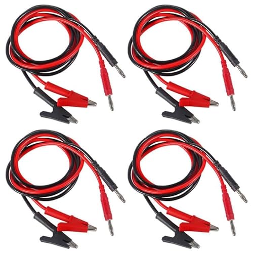 ACEIRMC 2pcs 4mm Banana Plug to Alligator Clip Test Lead Wire Cable Set 14AWG for Multimeter Oscilloscope 3 Feet DMM Multimeter (4PCS)