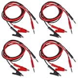 ACEIRMC 2pcs 4mm Banana Plug to Alligator Clip Test Lead Wire Cable Set 14AWG for Multimeter Oscilloscope 3 Feet DMM Multimeter (4PCS)