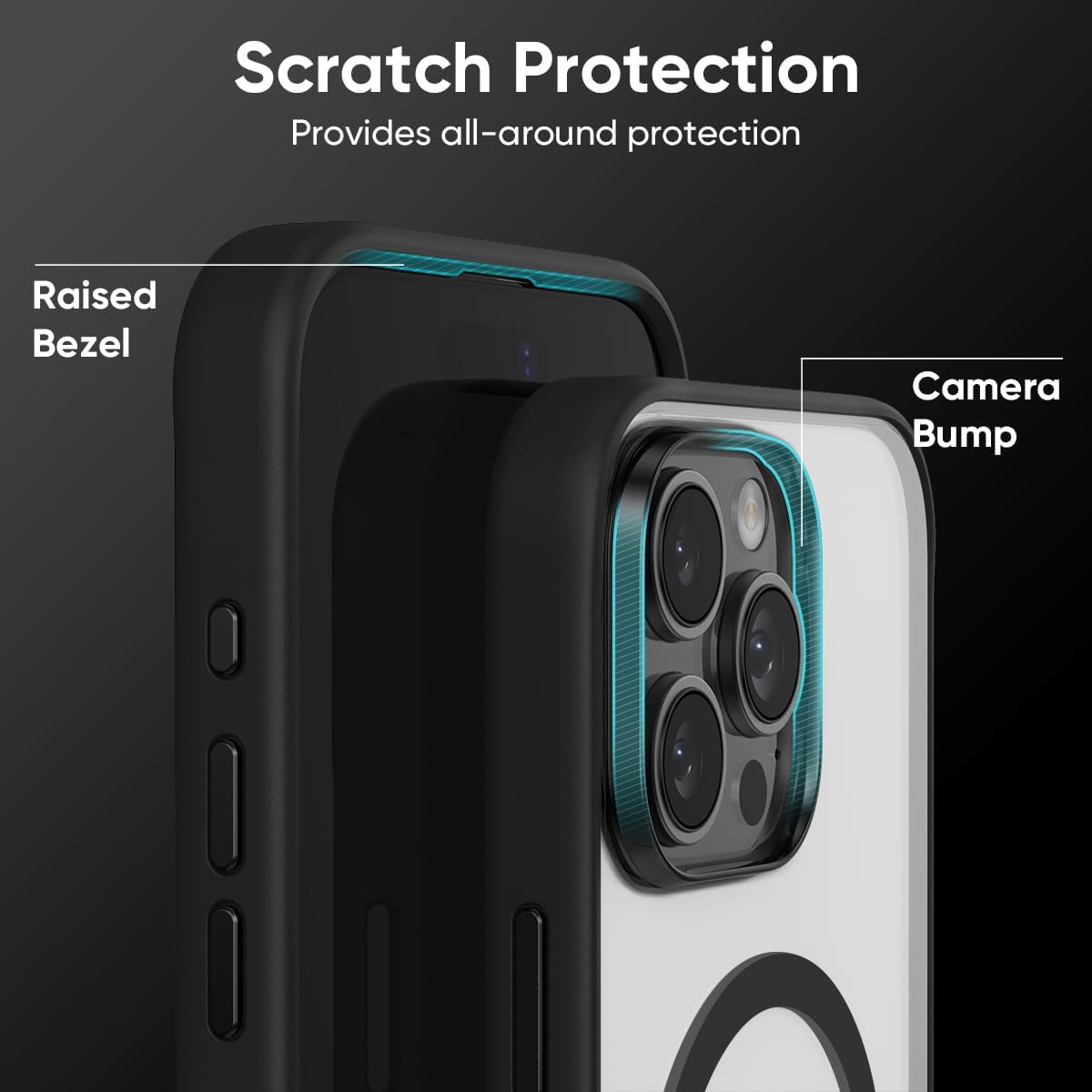 FLOLAB Surtect Tri-Fusion Magnetic for iPhone 16 Pro Max Case Protective Slim Design Magsafe Compatible Military Grade - Black Matte Translucent