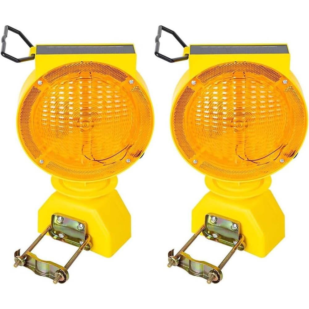 Jnchdghwa Solar Industrial Warning Lights(2pcs), Waterproof Rechargeable Safety Light for Road Construction and Emergency Situations