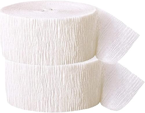 Crepe Paper Streamer, 81 Feet - Party Supplies For Parties, Baby Shower, Bridal Shower, Multi Colors (2 Piece) (White) #TOP4