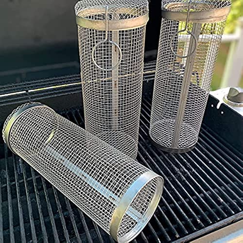 Bbq Net Tube, Grill Basket Stainless Steel, Grill Tool With Removable Mesh Cover, Fish,Vegetables Great Bbq Accessories, Gift For Barbecuers (1, 8 Inches) #TOP9