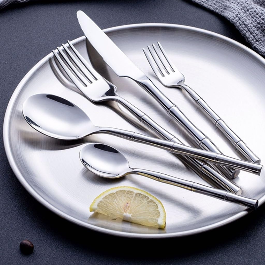 Ensemble d'argenterie 3/4 pièces, Couteau, Fourchette, cuillère, Couverts en Acier Inoxydable, Service de Couverts polis Miroir, fourchettes à dîner réutilisables