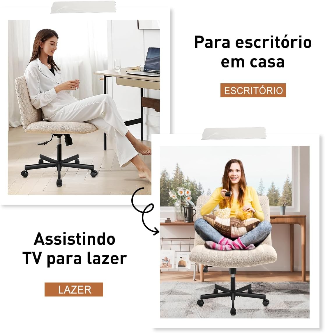 Cadeira de Escritório Python Fly Leisure, Assento Extra Grande e Largo em Tecido (Bege)