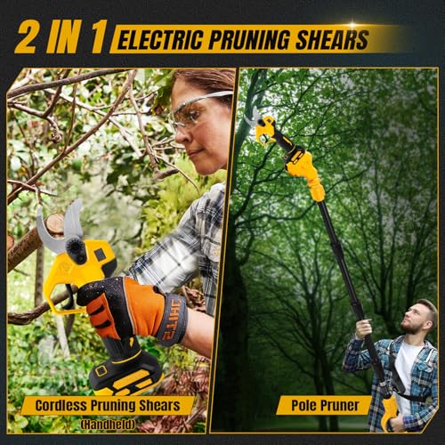 Cordless Pruning Shears Compatible with Dewalt 20V, Electric Pruning Shears with Extension Pole up to 4.57m Range, LCD Display 30 mm Battery Pruning Shears & Loppers for Garden (No Battery) by LEZZYRUCK - Image 2