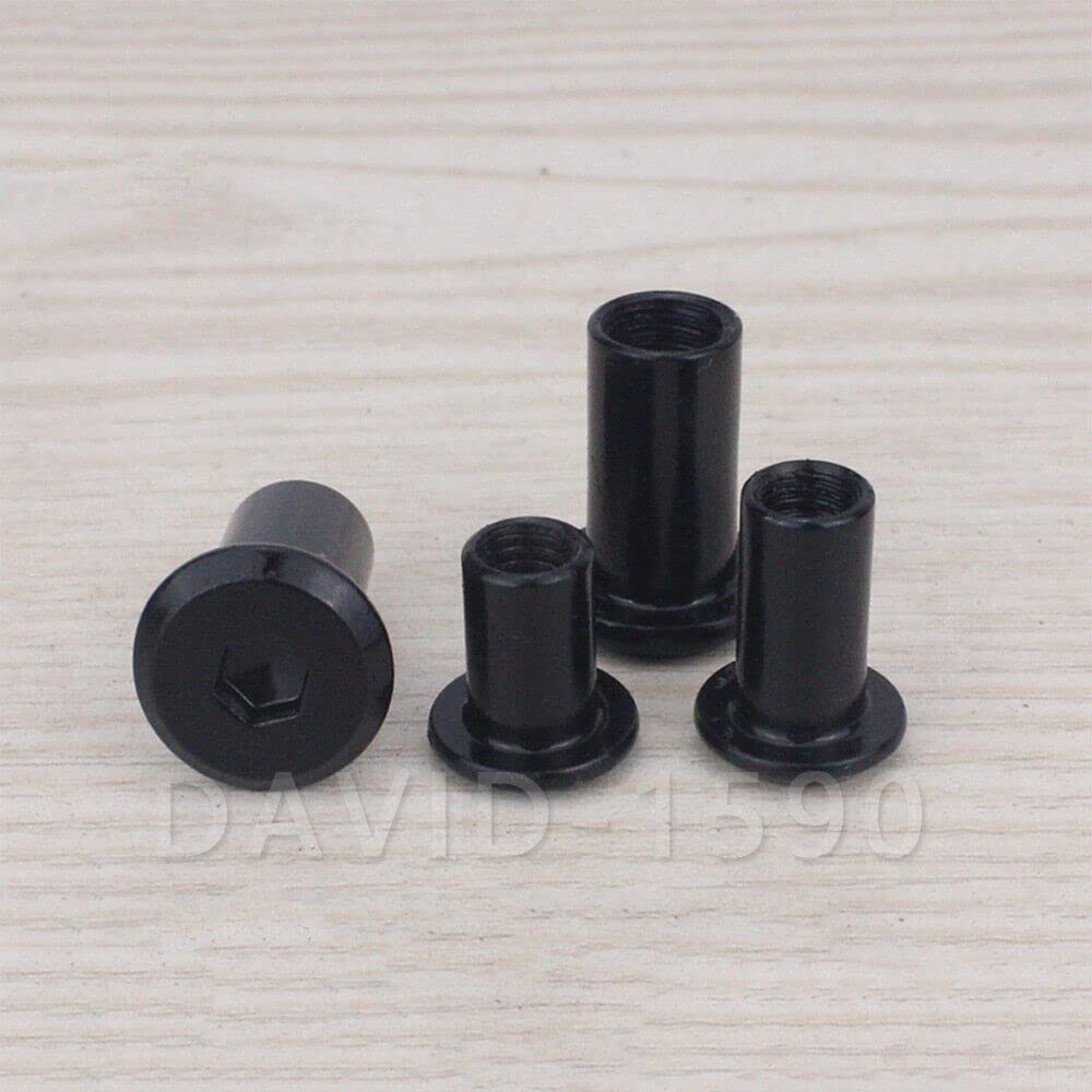 M3/M4/M5/M6/M8 Black Rivet Nuts Hex Socket Furniture Connector Cap Nuts Barrel (M6-1.0 x 15mm, 50pcs)