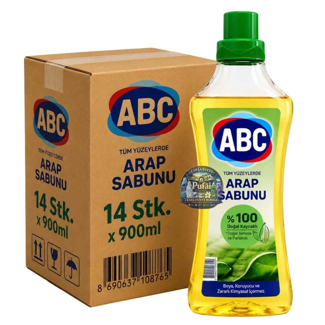 PUFAI Bundle – ABC Arabische Schmierseife – Traditioneller Reiniger für Haushalt & Böden, 900ml, 14 Stück