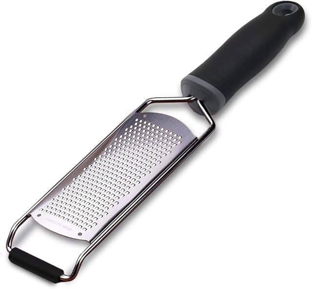 Stainless Steel Cheese Grater, Ergonomic Soft Handle Lemon Ginger Potato Zester with Plastic Cover