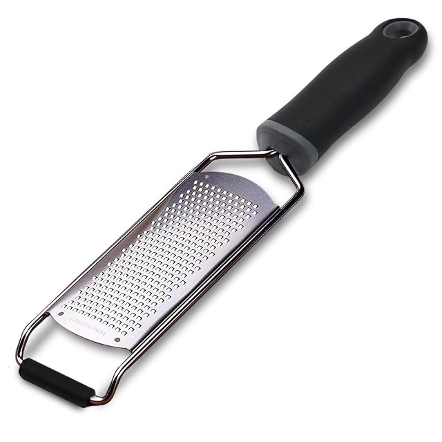 Stainless Steel Cheese Grater Ergonomic Soft Handle Lemon Ginger Potato Zester with Plastic Cover