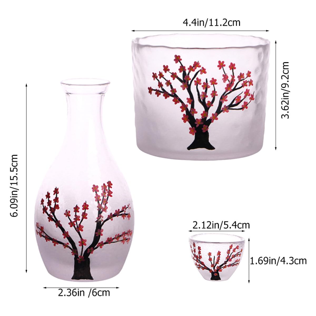 Abaodam Set Regalo Cucina Vetro Stile Giapponese per Bere Sakè, Decorazione Elegante Semplice Design, per Matrimoni e Festa della Mamma