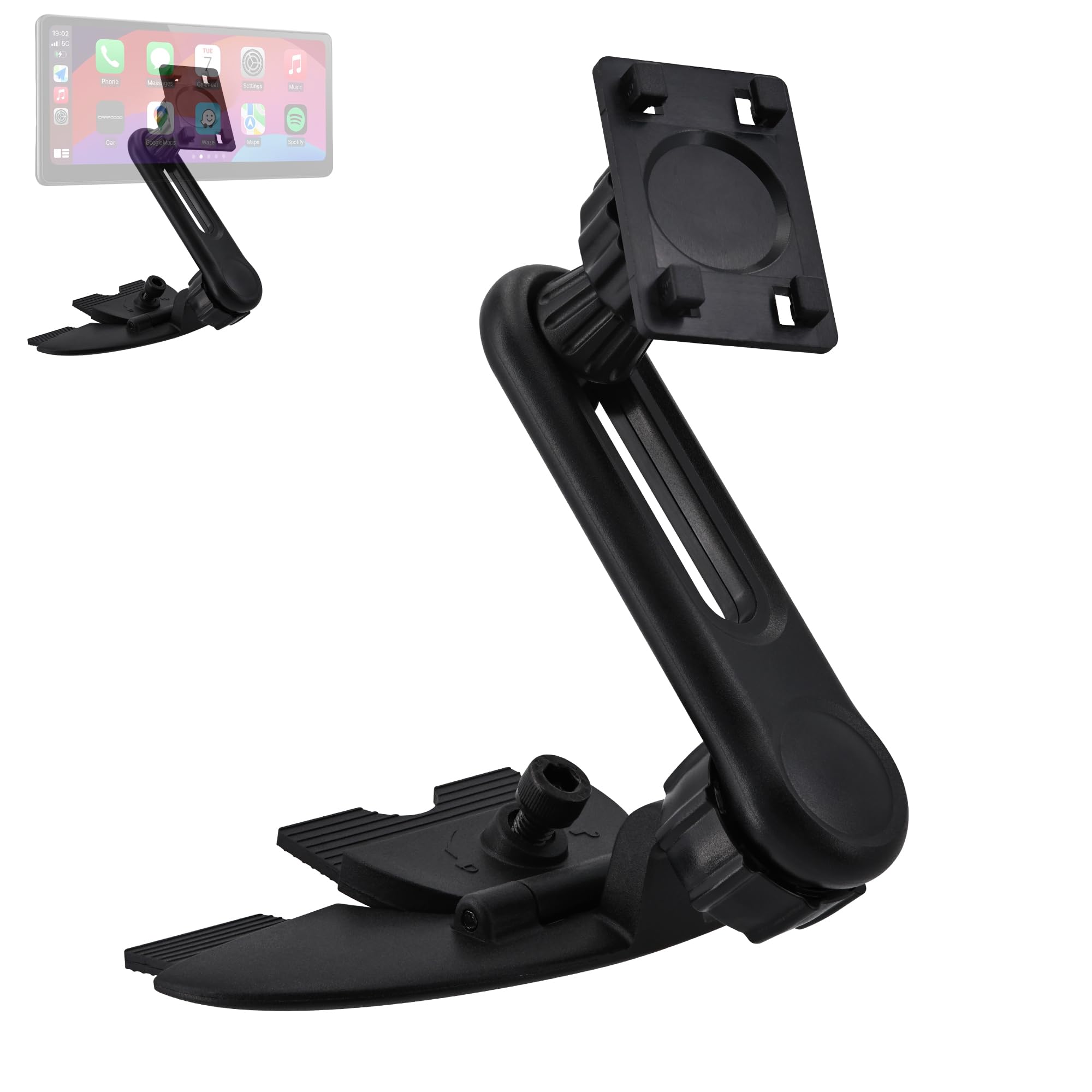 Soporte de ranura para CD para pantalla CarPlay Android Auto Tablet soporte de CD con brazo de extensión para monitor de 4 a 11 pulgadas para Garmin Nuvi GPS teléfono celular en coche