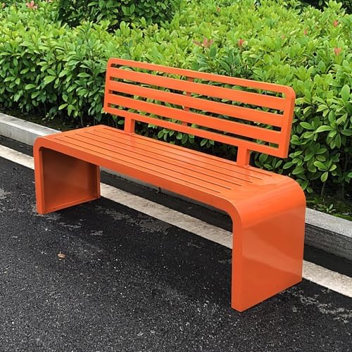 Outdoor Metal Park Bench with Backrest - Durable Steel Frame, 1102 Lbs Capacity, Ideal for Patio, Garden, Porch, Balcony - 47 Inch White Bench for Outdoor Seating