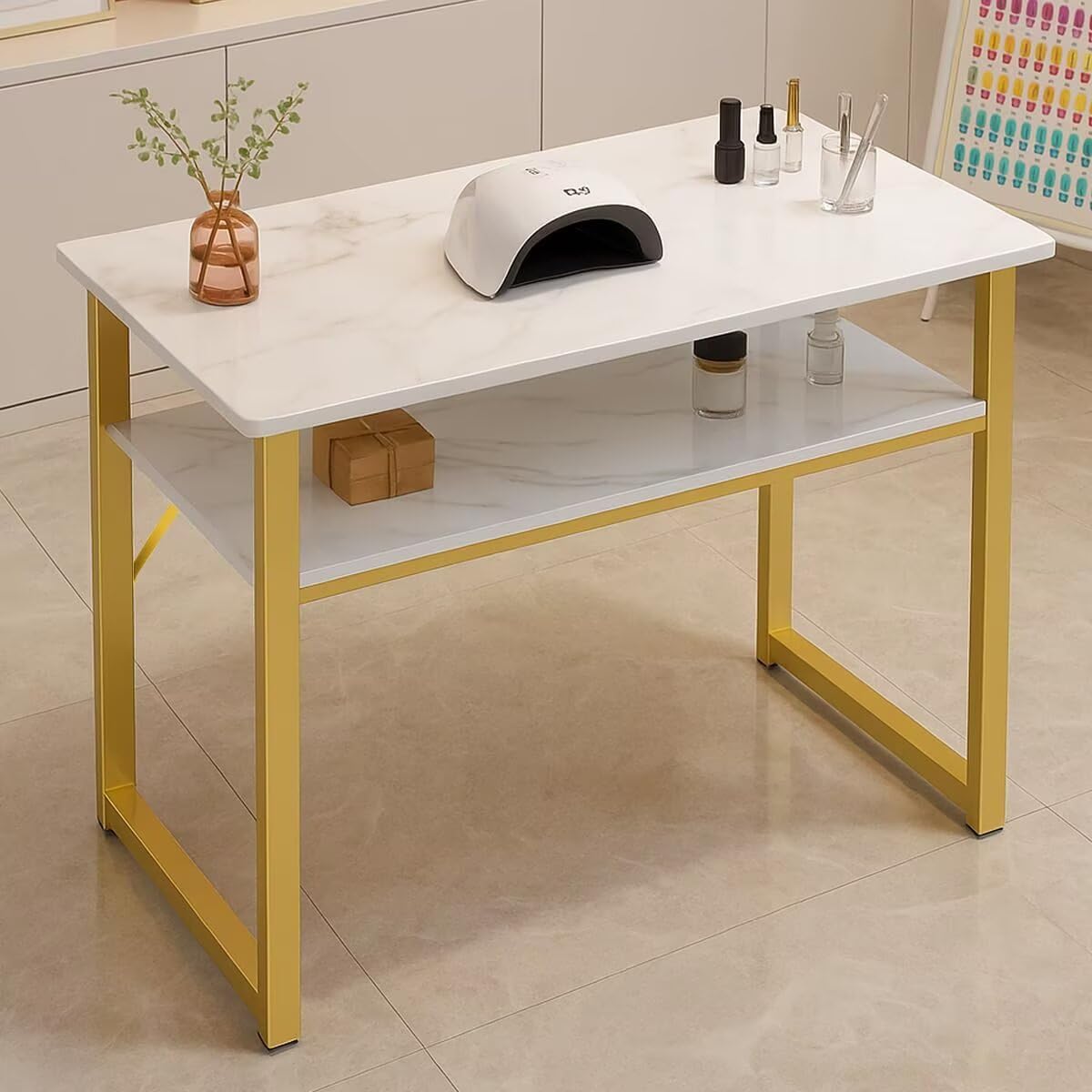 Amazon.co.jp: SIRUNLY ネイルテーブル マニキュアテーブル 二段式 幅