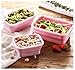 Keweis Silicone Lunch Box Bento Box, Collapsible Folding Food Storage Container with Lids, Kitchen Microwave Freezer and Dishwasher Safe, Set of 3, (Pink)