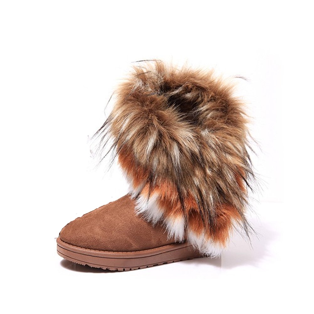 Generic Fashion New Women Autumn Winter Snow Boots Ankle Boots Warm Fur Shoes (38, Coffee)