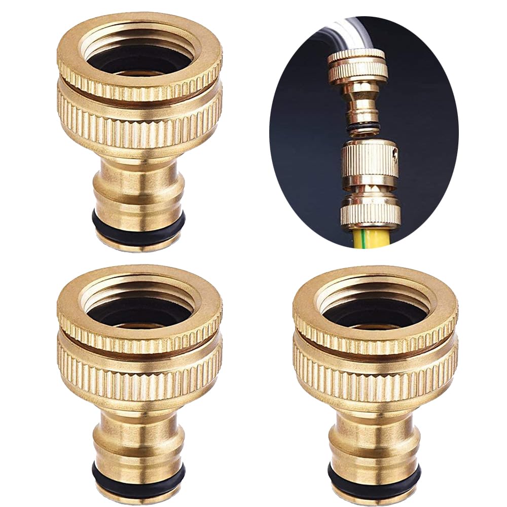 Uni-Fine Shop Men's Uni-Fine 2-In-1 Garden Hose Quick Connector Kit - Brass, 12 & 34 Inch, Nozzle & End Connector For Kitchen & Outdoor Use