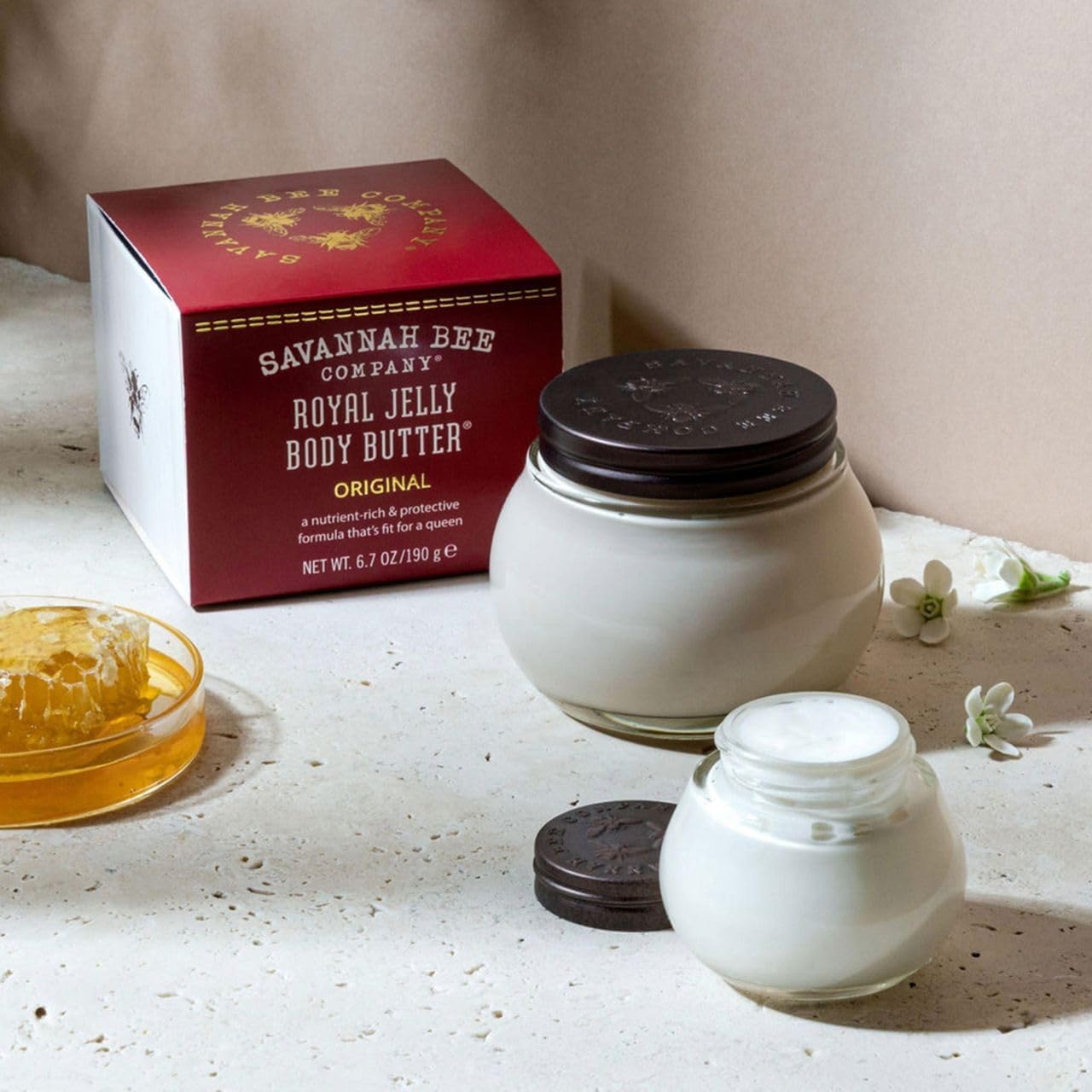 Savannah Bee Company Ultra-Rich Royal Jelly Body Butter Original Formula Set: Deeply Moisturizes, Nourish & Revitalize Skin with Sweet Fragrance of Blackberries & Velvety Vanilla (6.7 Oz & 1.65 Oz)