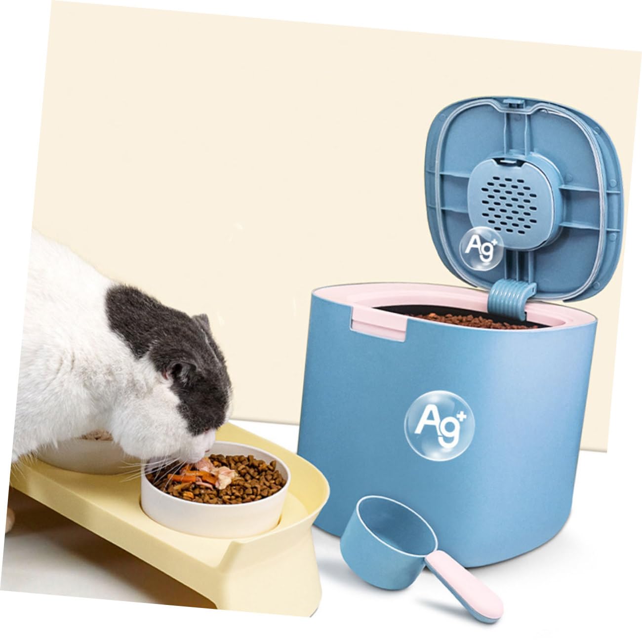 COLLBATH Caja De Comida Para Perros y Gatos Contenedor De Almacenamiento De Grano 11l Sellado Previene La Humedad Mantiene La Frescura